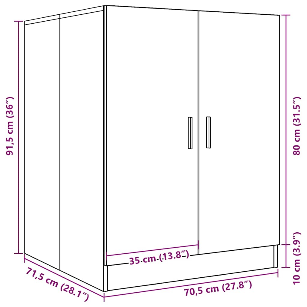 Meuble pour machine à laver Sonoma gris 71x71,5x91,5 cm