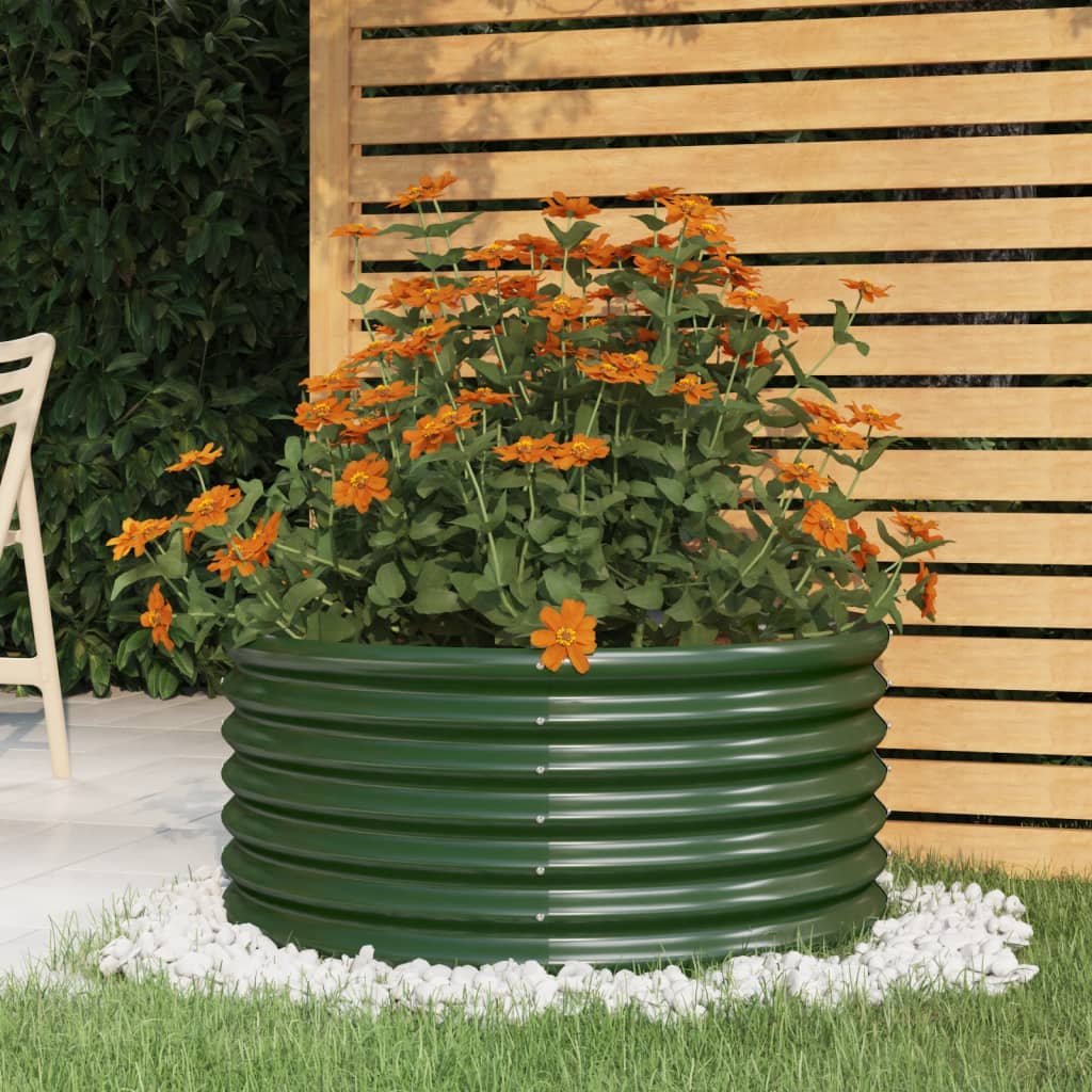 Jardinière de jardin Acier enduit de poudre 80x80x36 cm Vert