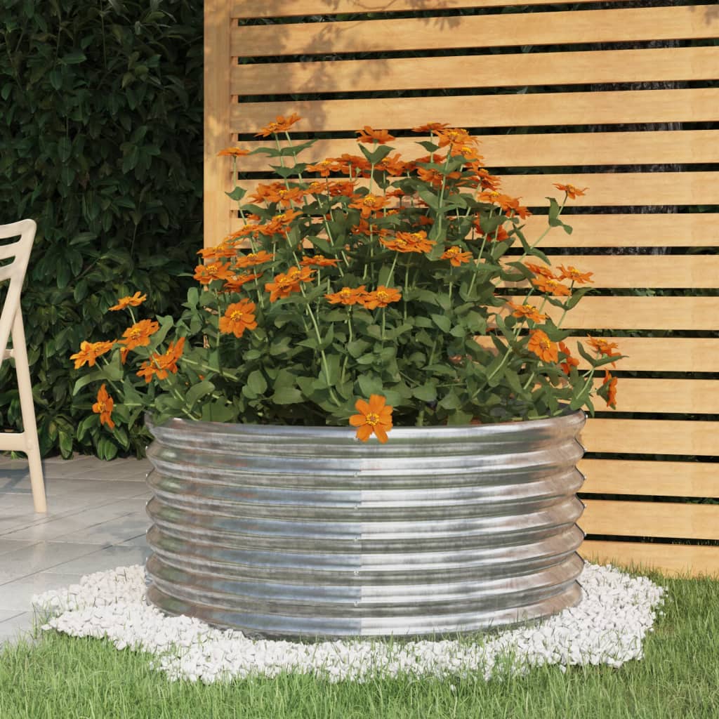 Jardinière de jardin Acier enduit de poudre 80x80x36 cm Argenté