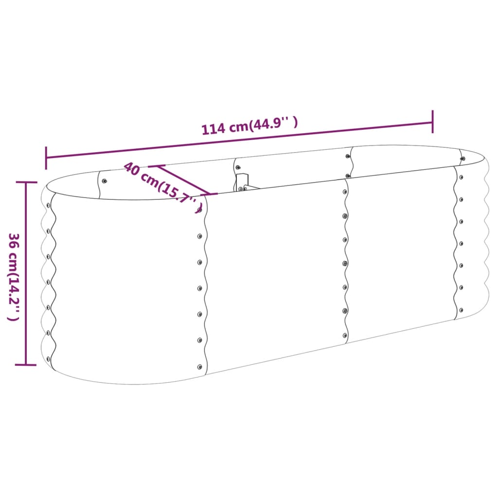 Lit surélevé de jardin Acier enduit de poudre 114x40x36 cm Vert