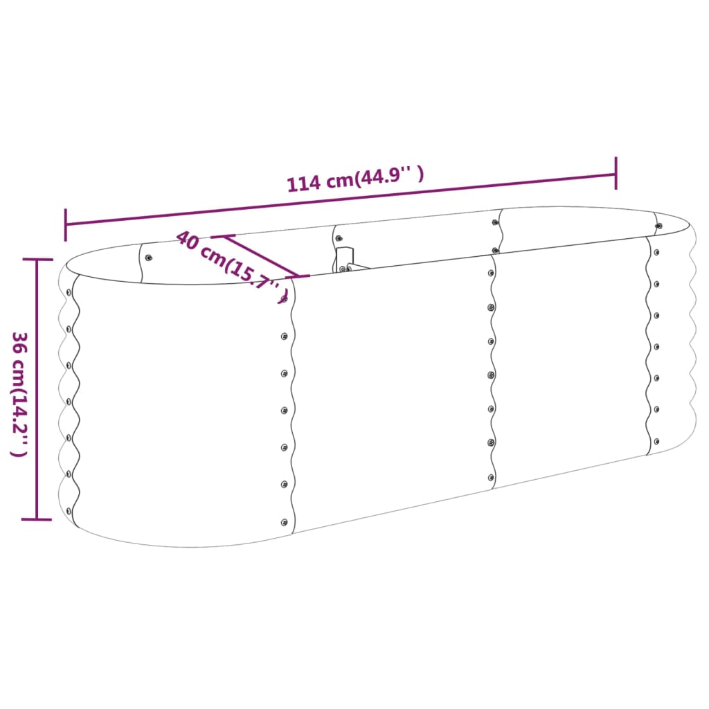 Lit surélevé de jardin Acier enduit de poudre 114x40x36 cm gris