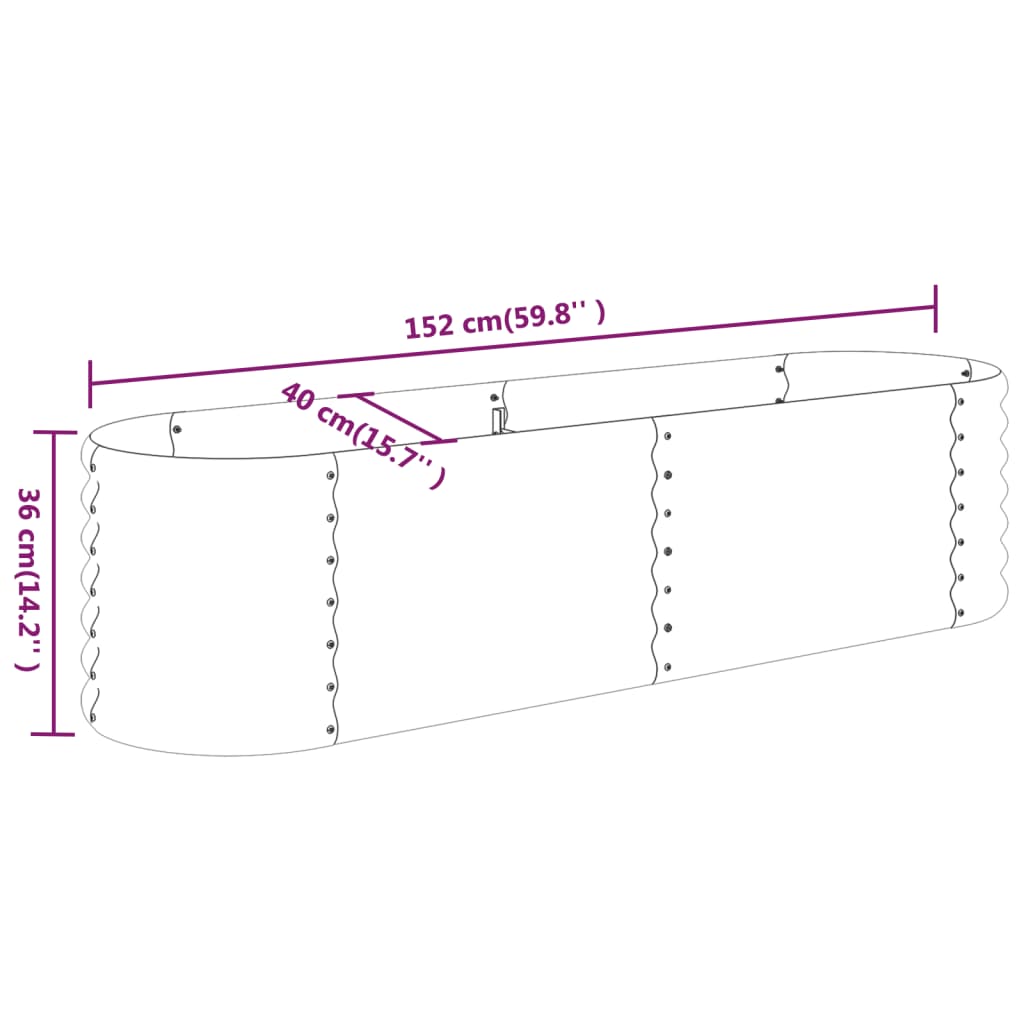 Lit surélevé de jardin Acier enduit de poudre 152x40x36 cm Vert