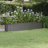 Lit surélevé de jardin Acier enduit de poudre 224x40x36 cm gris