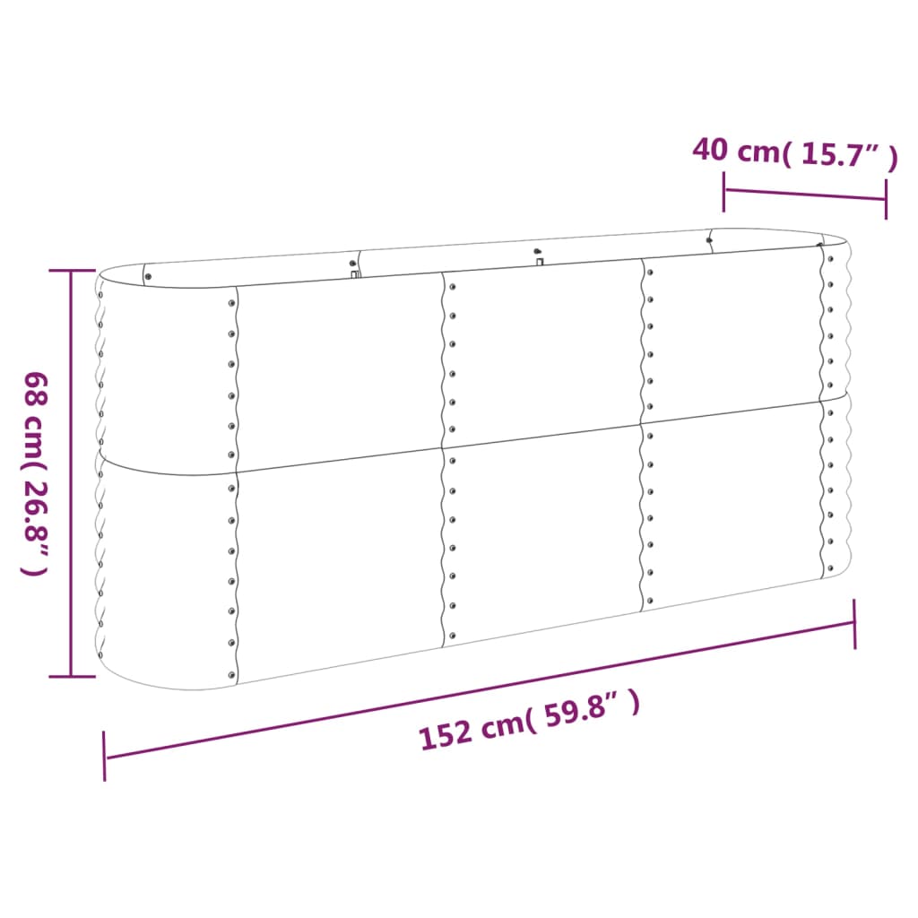 Lit surélevé de jardin Acier enduit de poudre 152x40x68 cm Vert