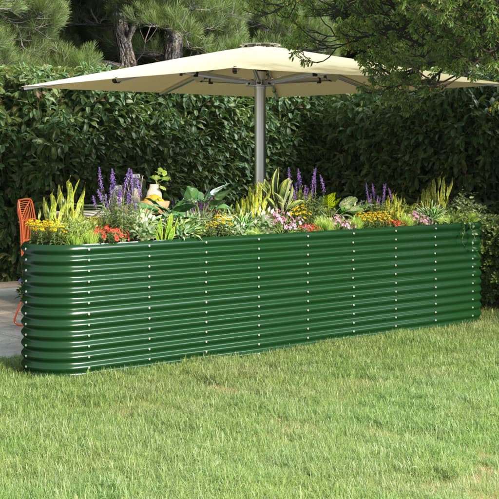 Lit surélevé de jardin Acier enduit de poudre 332x40x68 cm Vert