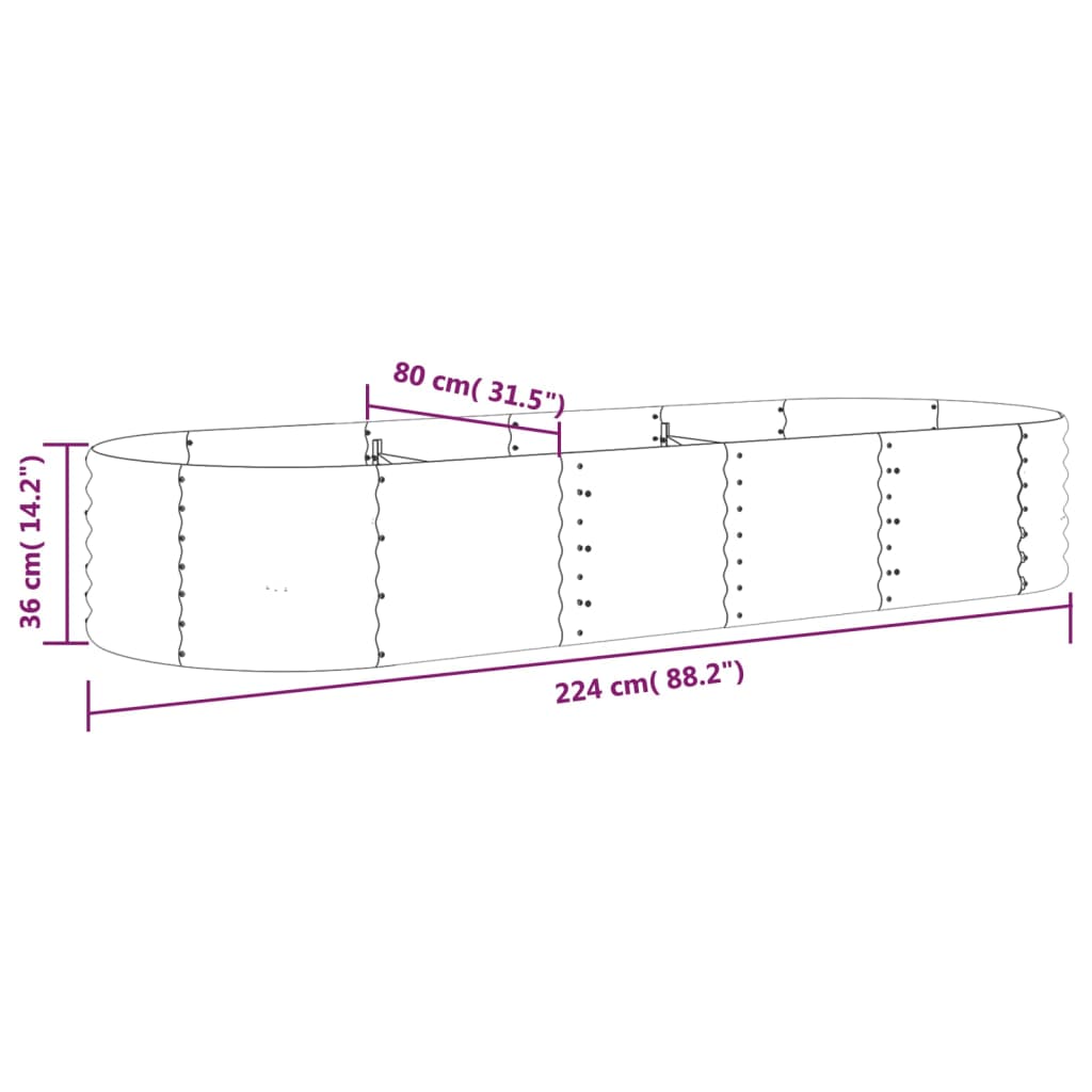 Lit surélevé de jardin Acier enduit de poudre 224x80x36 cm Vert