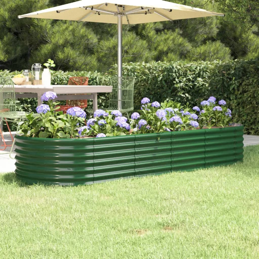 Lit surélevé de jardin Acier enduit de poudre 224x80x36 cm Vert