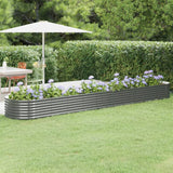 Lit surélevé de jardin Acier enduit de poudre 440x80x36 cm gris