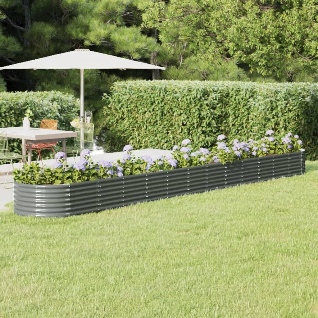 Lit surélevé de jardin Acier enduit de poudre 512x80x36 cm gris