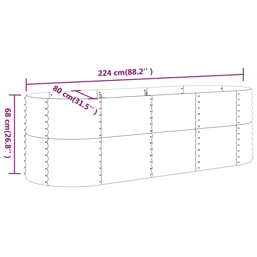 Lit surélevé de jardin Acier enduit de poudre 224x80x68 cm Vert