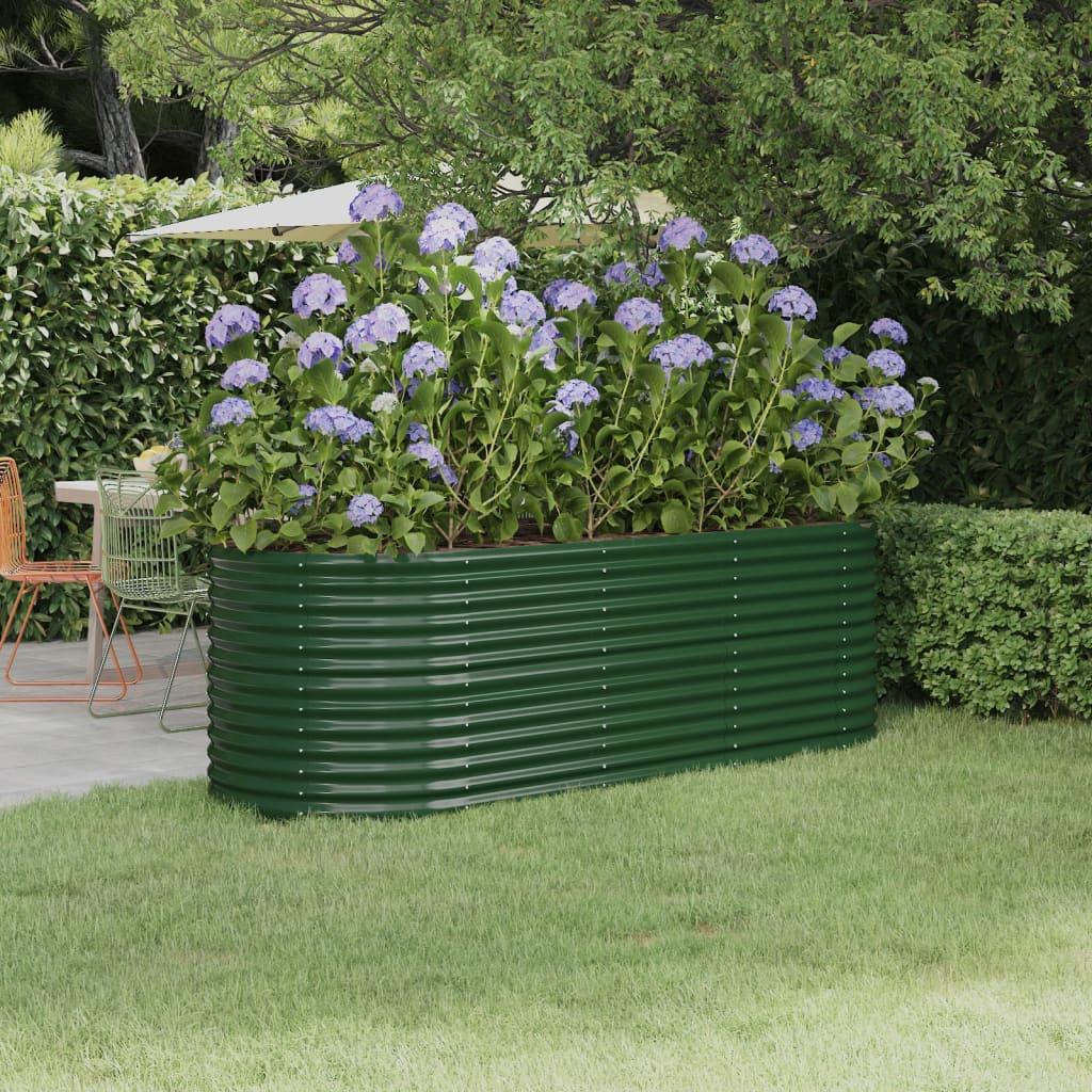 Lit surélevé de jardin Acier enduit de poudre 224x80x68 cm Vert