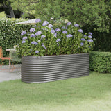 Raised Garden Bed Powder Coated Steel 224x80x68 cm Grey