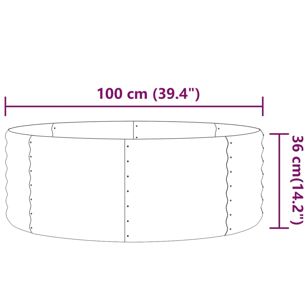 Lit surélevé de jardin Acier enduit de poudre 100x100x36cm gris