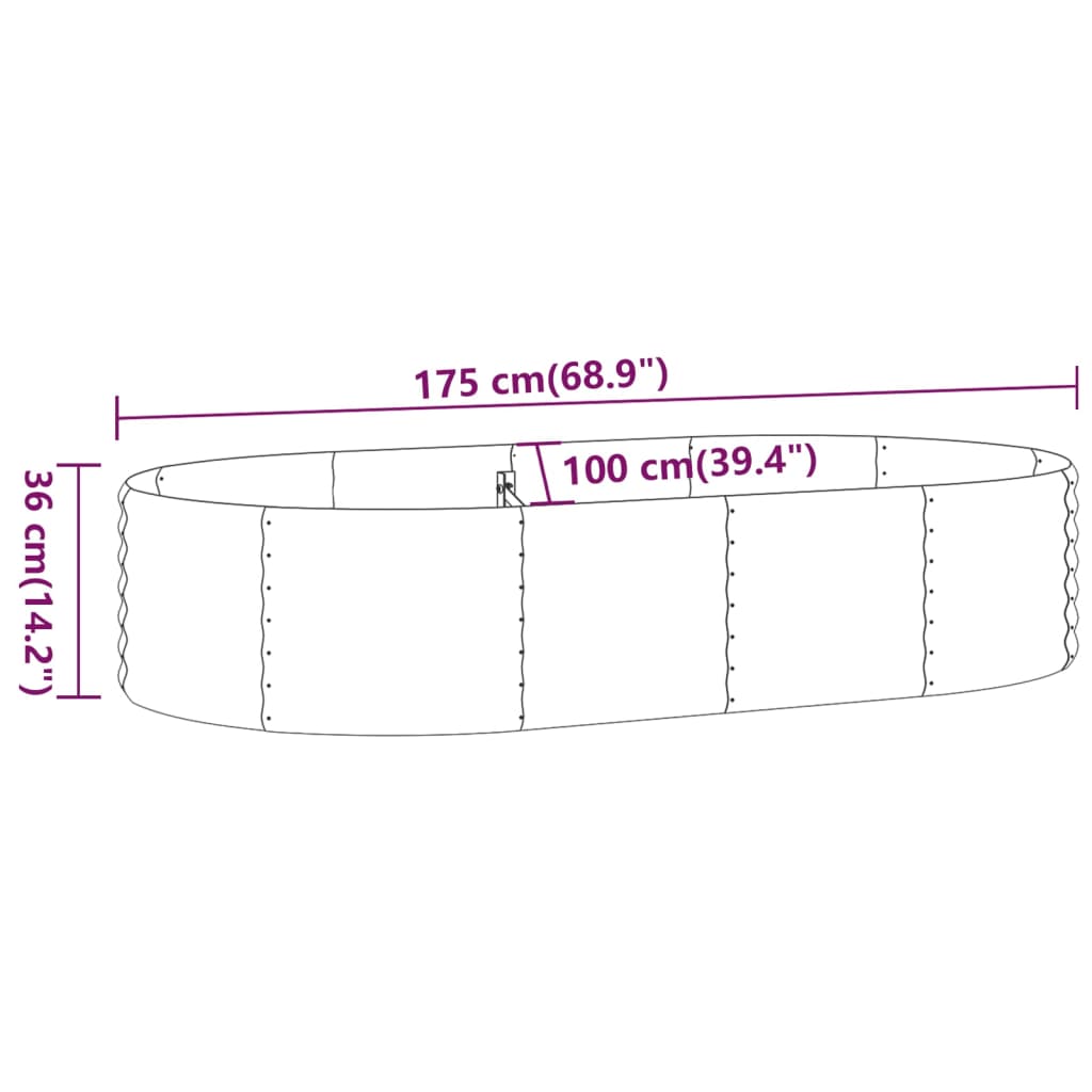 Lit surélevé de jardin Acier enduit de poudre 175x100x36cm gris