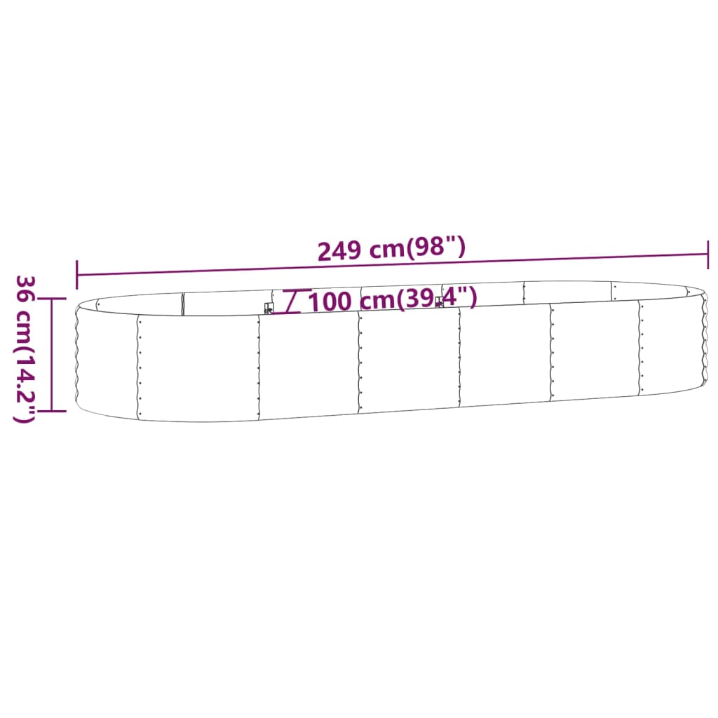 Lit surélevé de jardin Acier enduit de poudre 249x100x36cm Vert