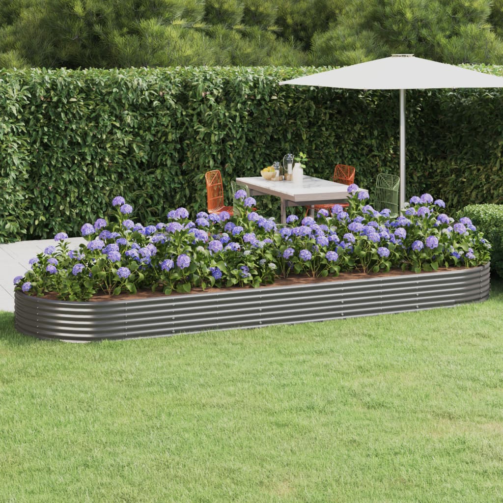 Lit surélevé de jardin Acier enduit de poudre 450x140x36cm gris