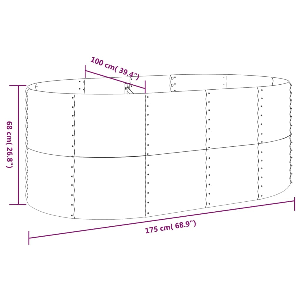 Lit surélevé de jardin Acier enduit de poudre 175x100x68cm Vert