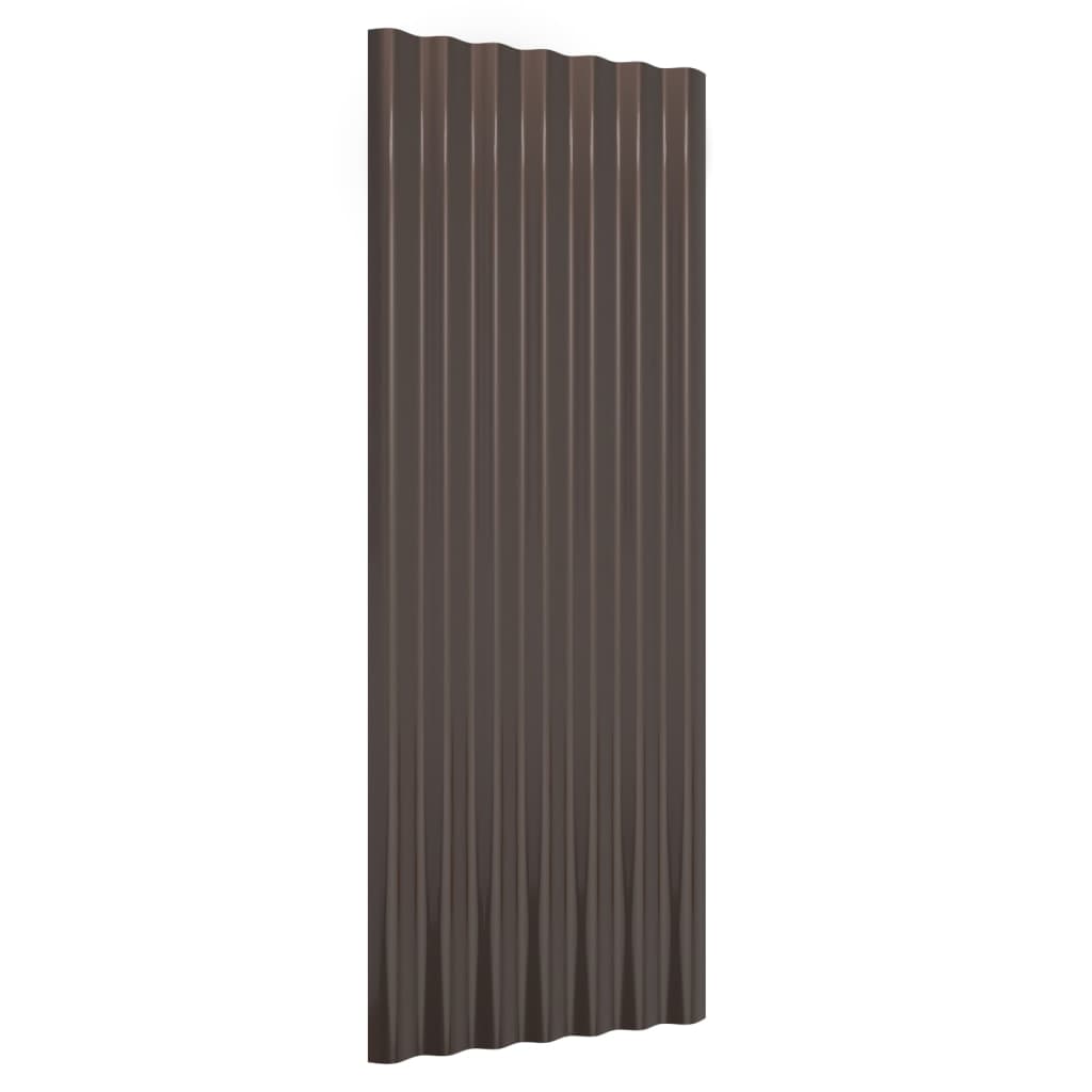 Panneaux de toit 12 pcs Acier enduit de poudre Marron 100x36 cm