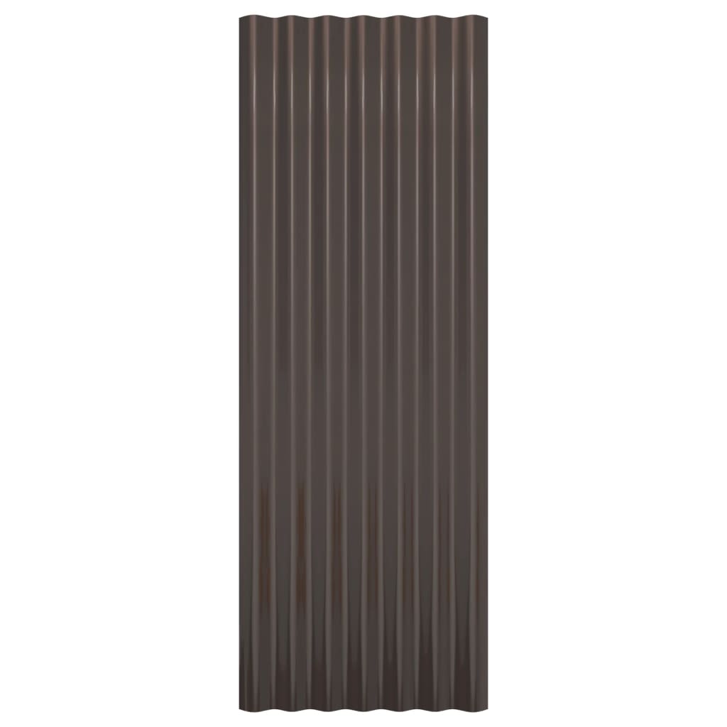 Panneaux de toit 12 pcs Acier enduit de poudre Marron 100x36 cm