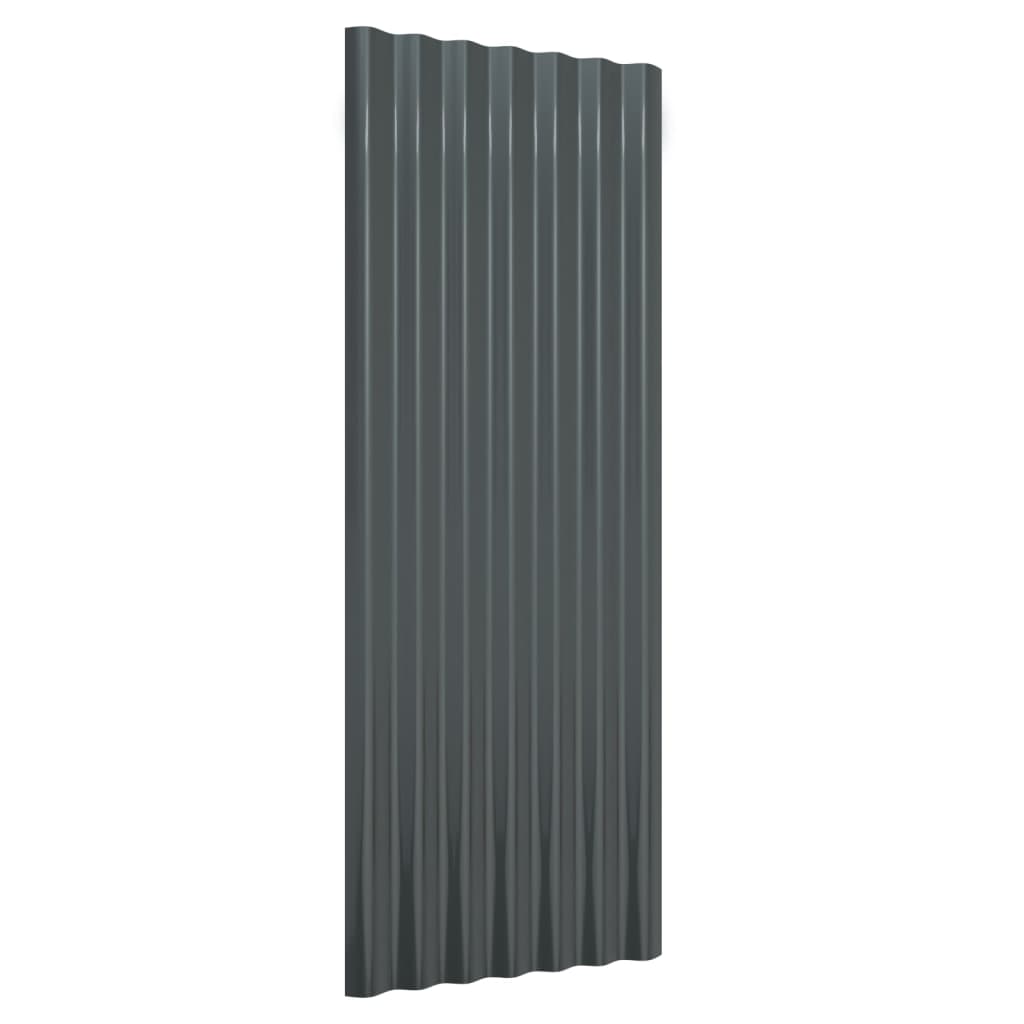 Roof panels 12 pcs Steel Anthracite 100x36 cm