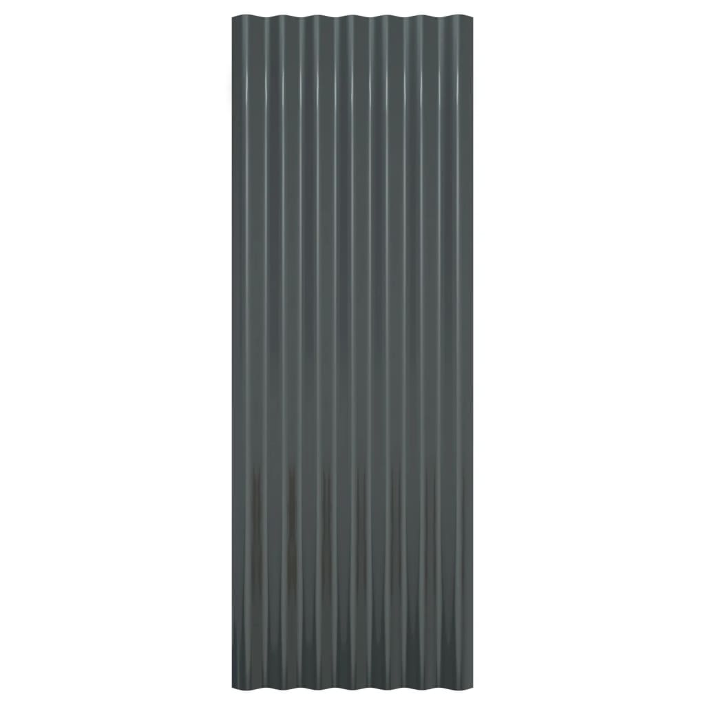 Roof panels 12 pcs Steel Anthracite 100x36 cm