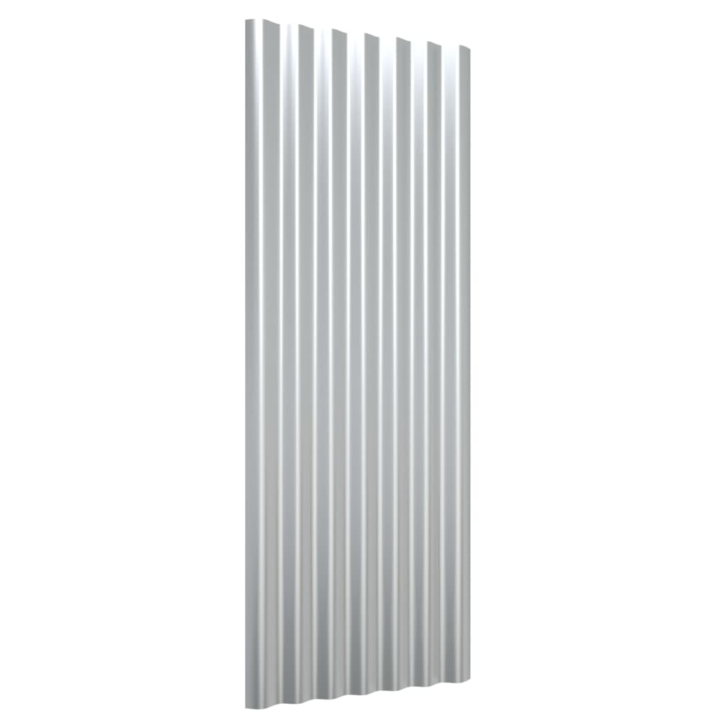 Dachpaneele 12 Stk. Pulverbeschichteter Stahl Silber 100x36cm