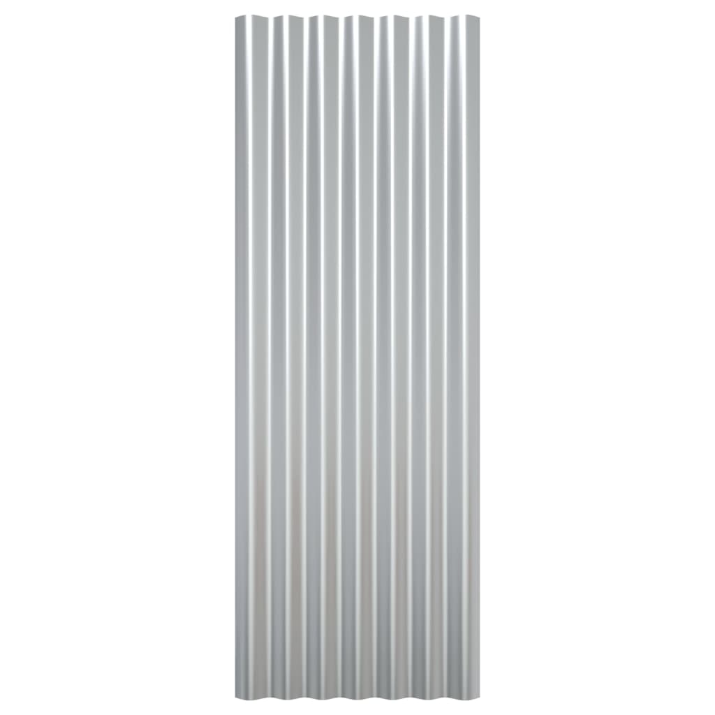 Dachpaneele 12 Stk. Pulverbeschichteter Stahl Silber 100x36cm