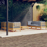 Salon de jardin 7 pcs avec coussins gris bois de pin