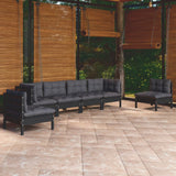 Salon de jardin 6 pcs avec coussins bois de pin massif