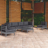 Salon de jardin 7 pcs avec coussins bois de pin massif