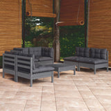 Salon de jardin 7 pcs avec coussins bois de pin massif