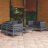 Salon de jardin 7 pcs avec coussins bois de pin massif