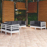 Salon de jardin 7 pcs avec coussins bois de pin massif