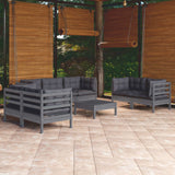 Salon de jardin 8 pcs avec coussins bois de pin massif