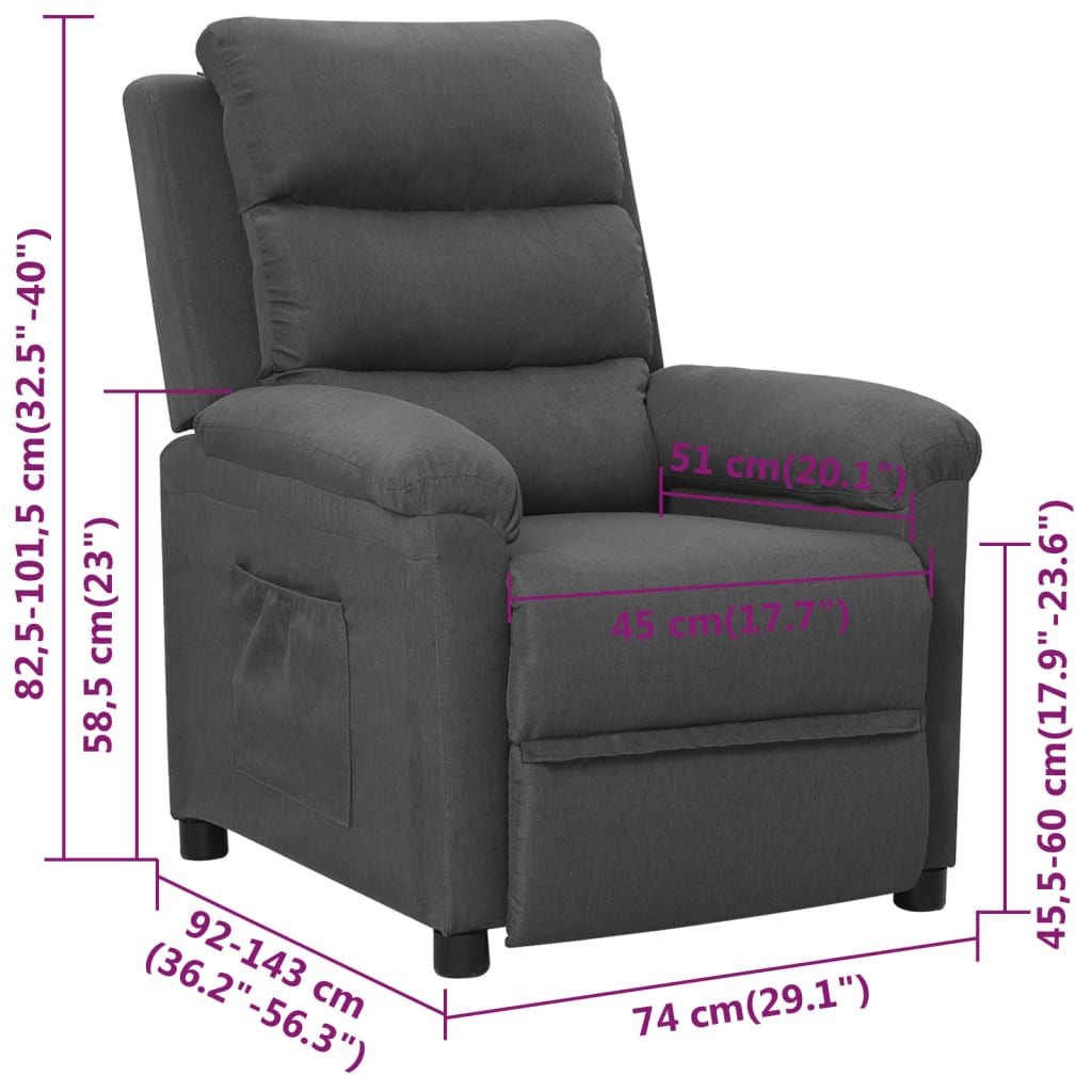 Fauteuil inclinable Gris foncé Tissu