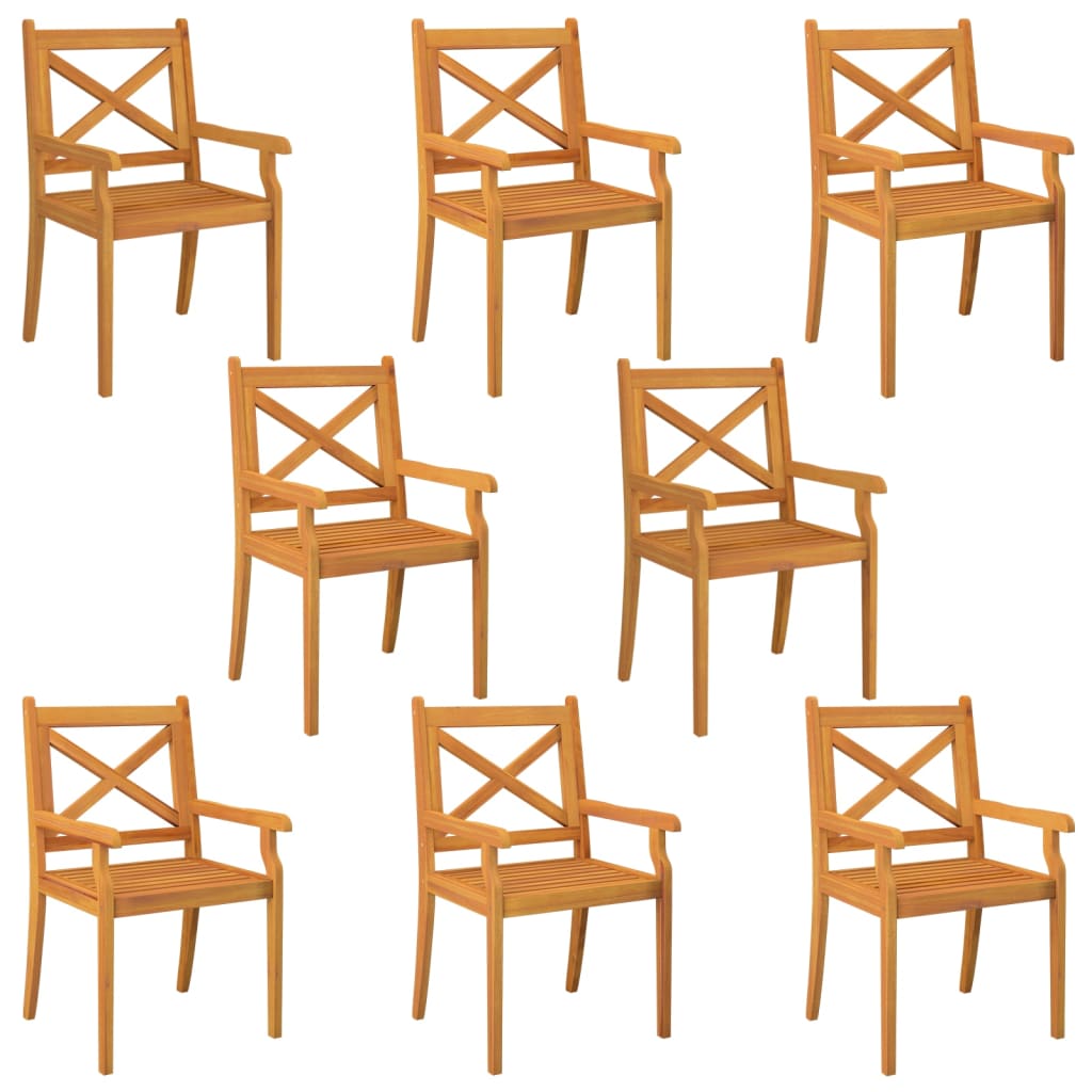 Outdoor Dining Chairs Set of 8 Solid Acacia Wood