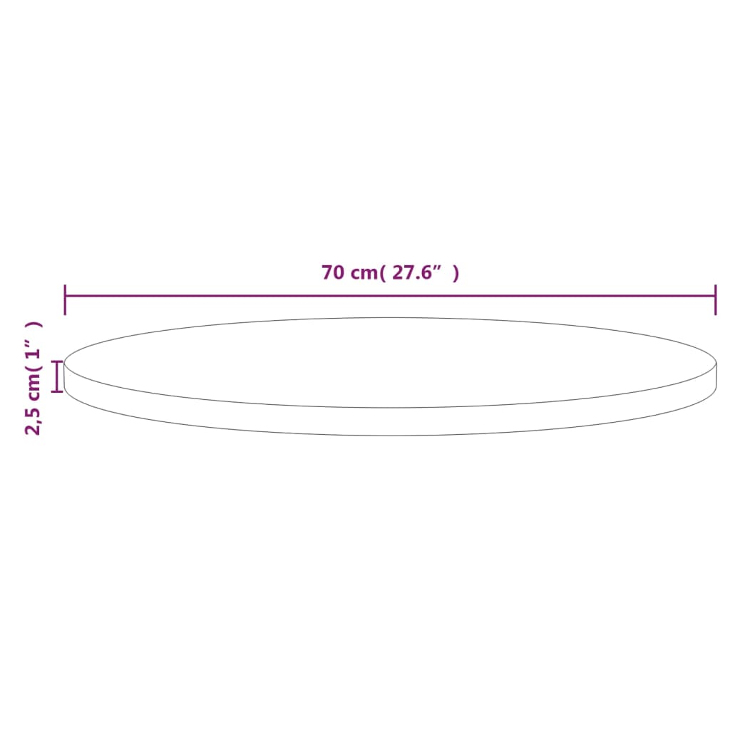 Table top Ø70x2.5 cm Solid pine wood