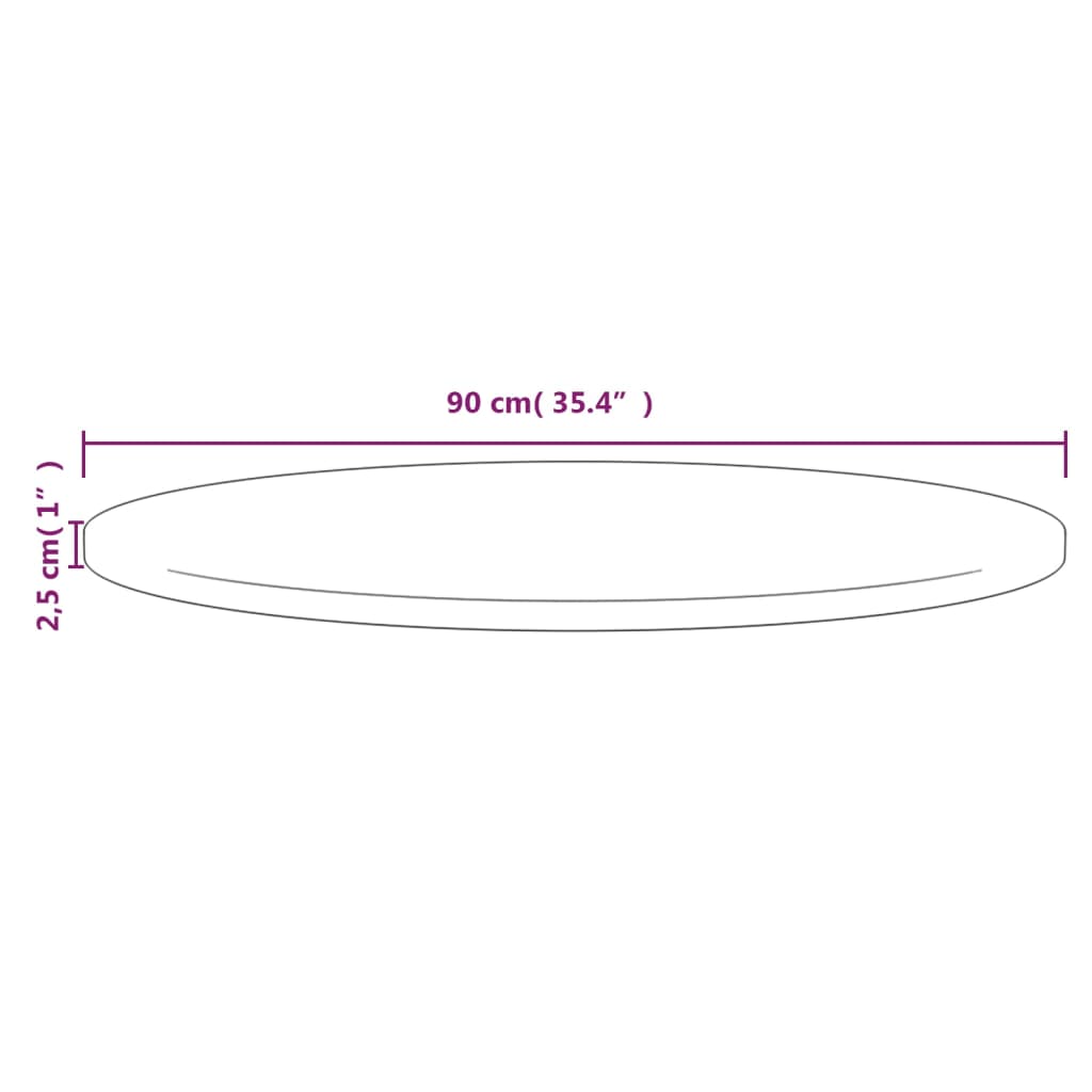 White table top Ø90x2.5 cm Solid pine wood