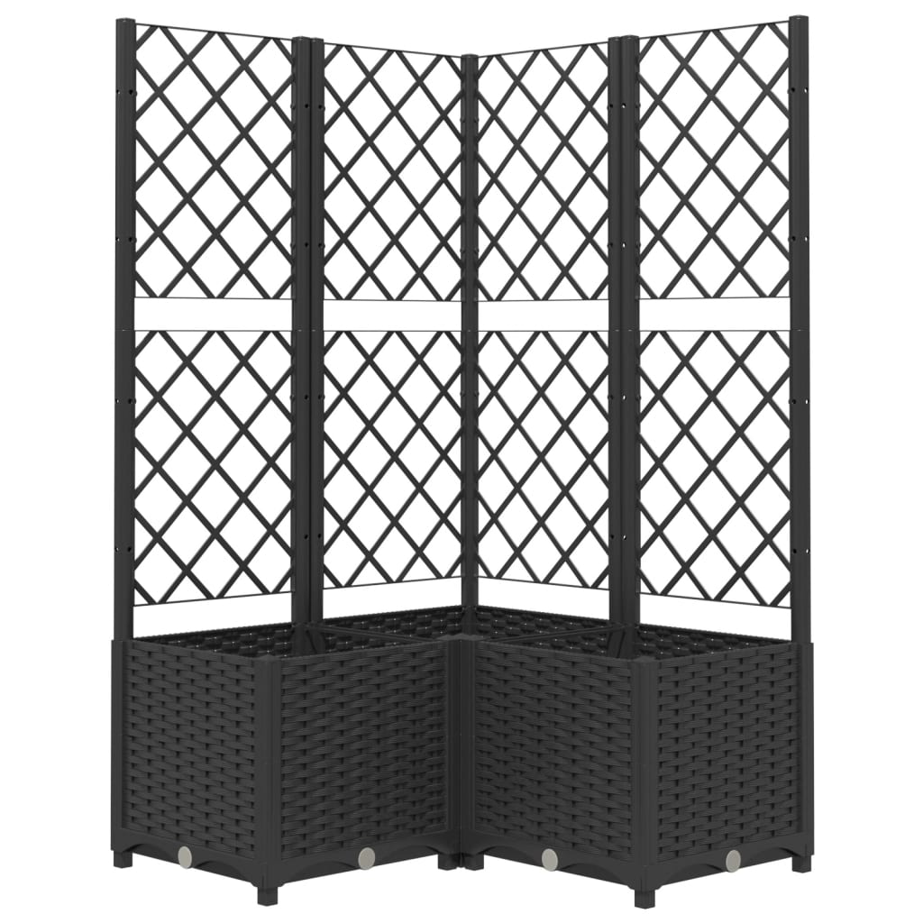 Planter with trellis Black 80x80x136 cm PP