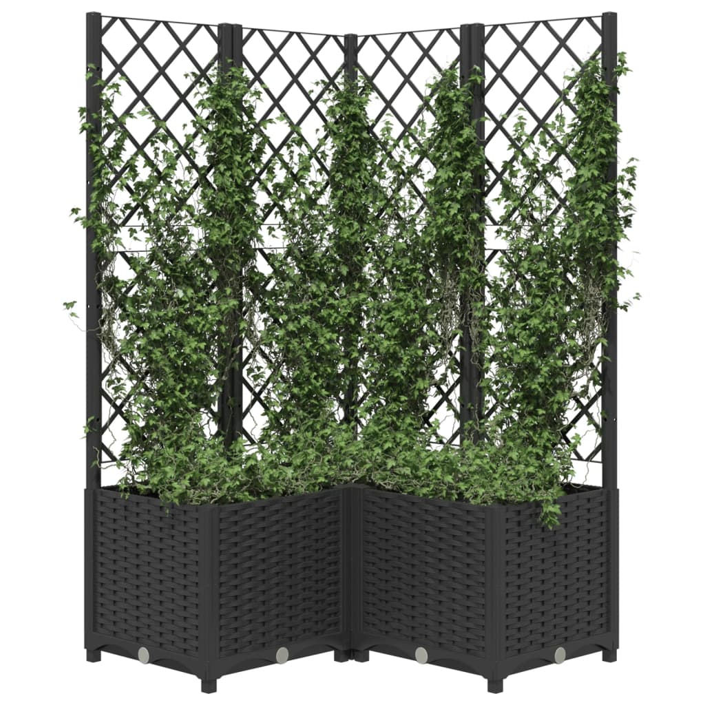 Planter with trellis Black 80x80x136 cm PP