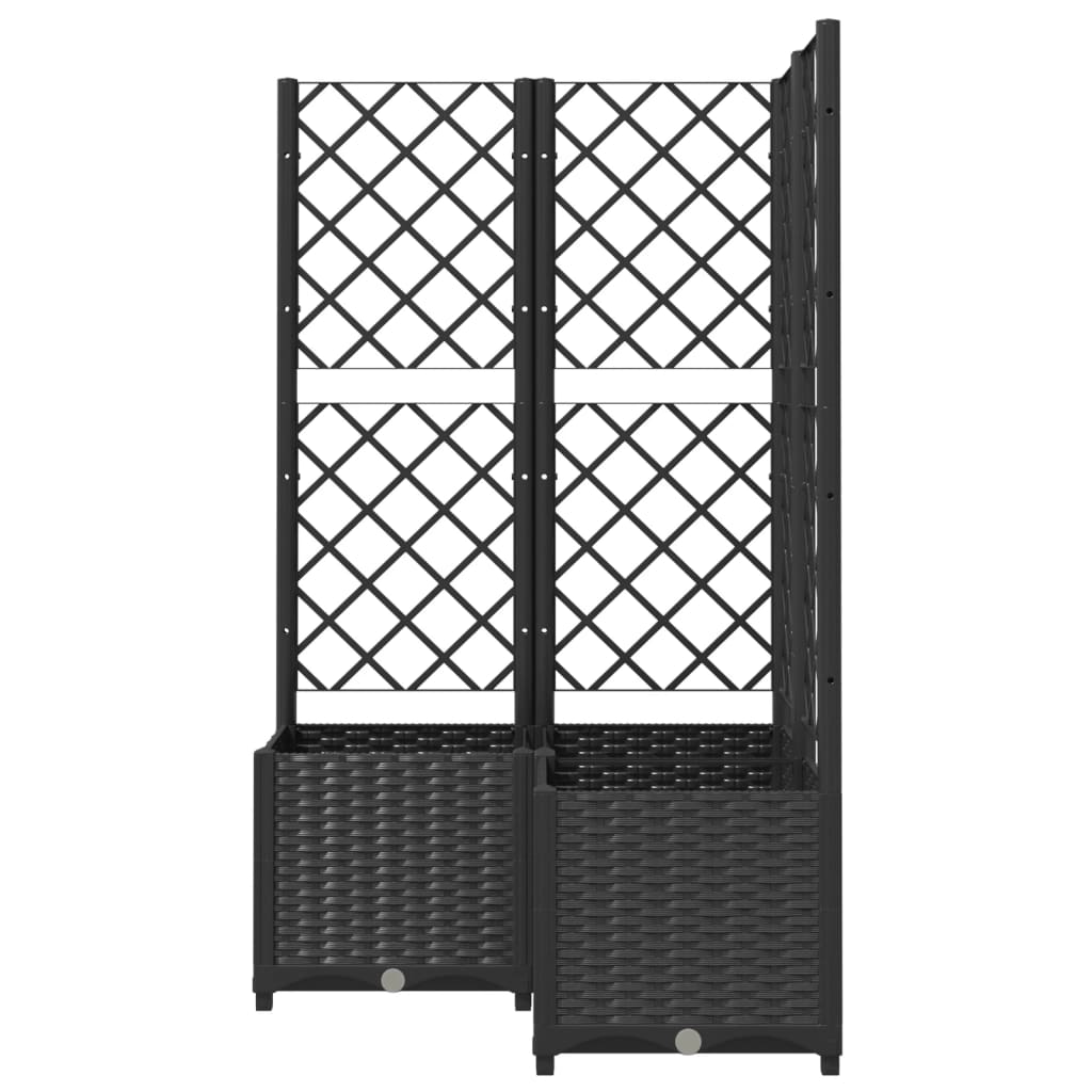 Planter with trellis Black 80x80x136 cm PP