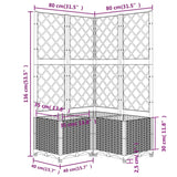 Planter with trellis Black 80x80x136 cm PP