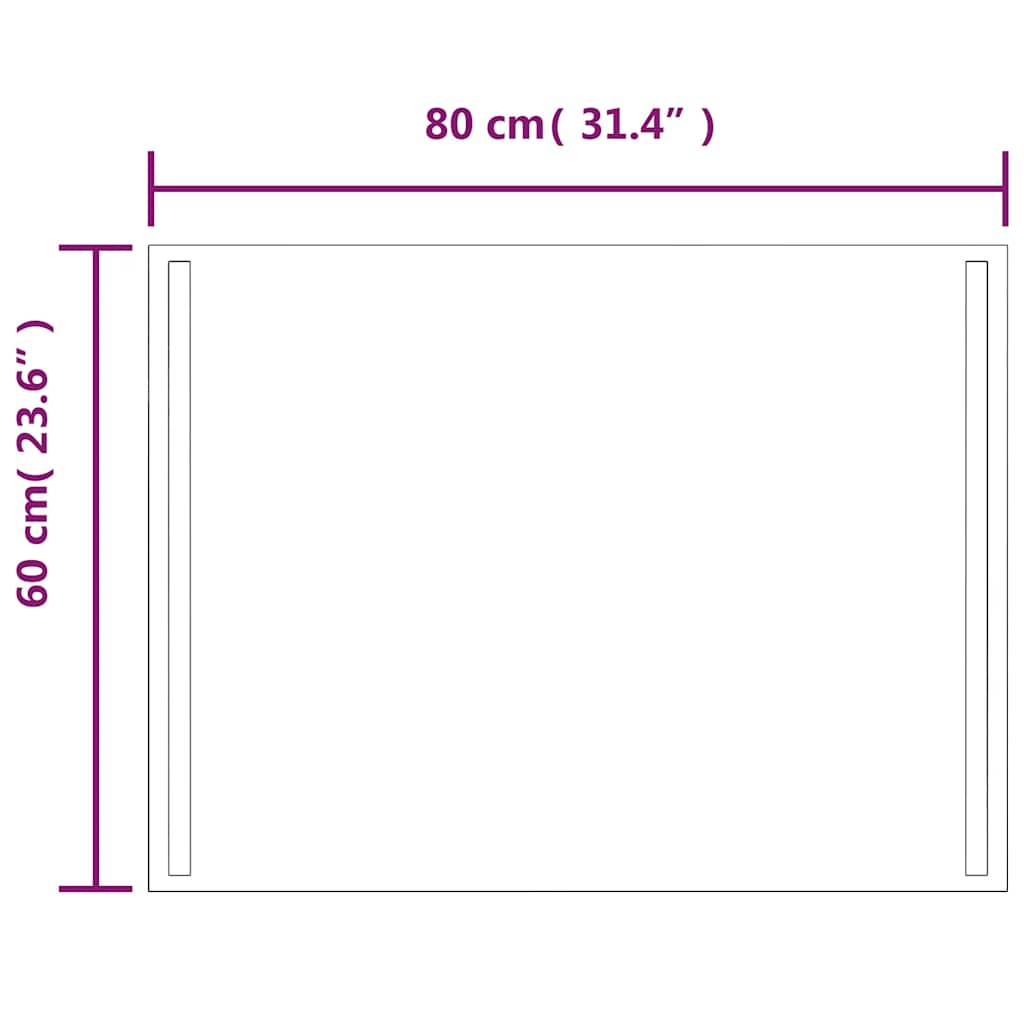 Miroir de salle de bain à LED 80x60 cm