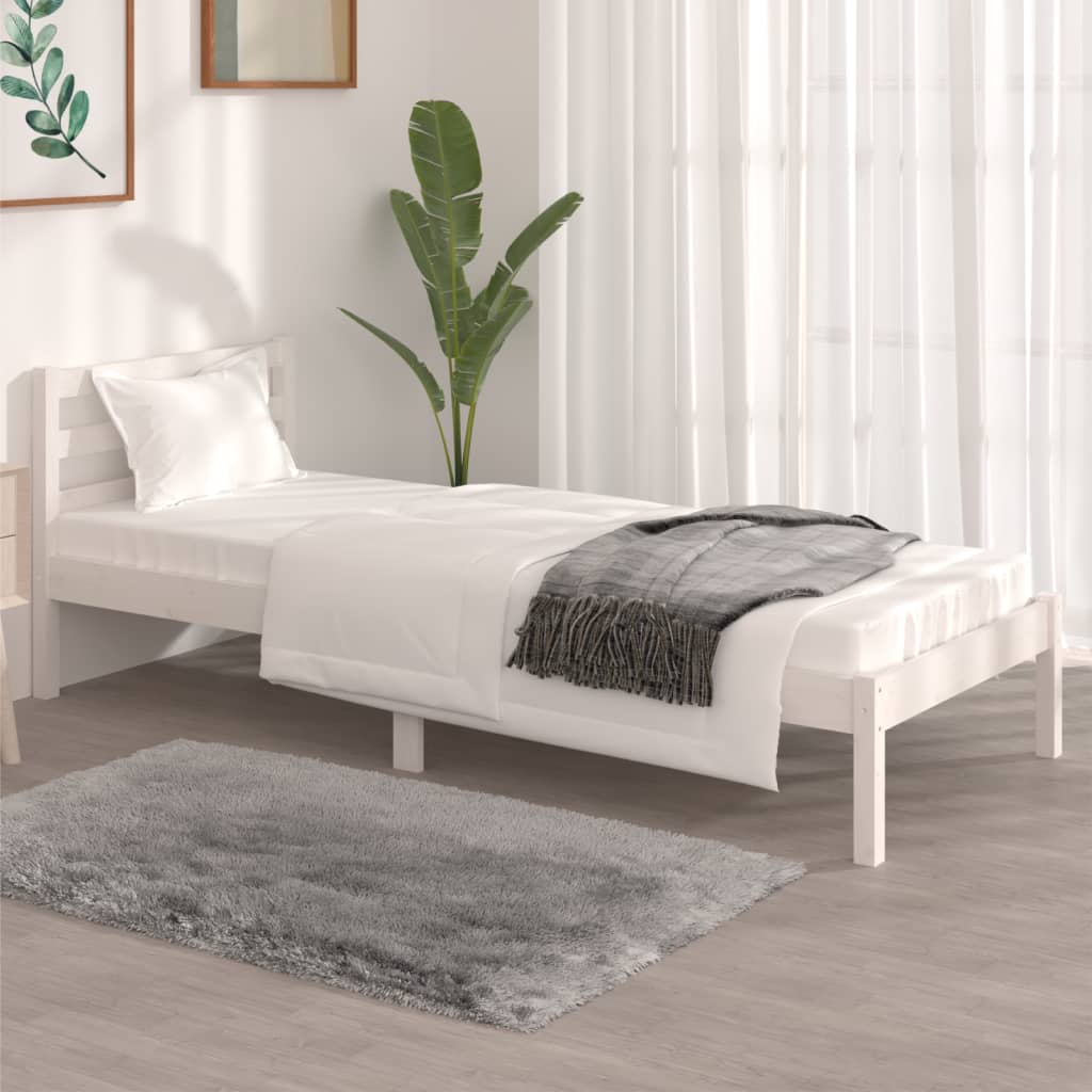 Bed frame without mattress 75x190 cm white