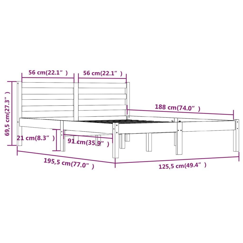 Cadre de lit sans matelas 120x190 cm