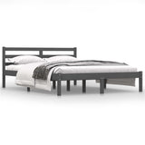 Bed frame without mattress solid pine wood gray 140x190 cm