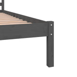 Bed frame without mattress solid pine wood gray 140x190 cm