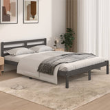 Bed frame without mattress solid pine wood gray 140x190 cm