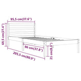 Bed frame without mattress solid pine wood 90x200 cm