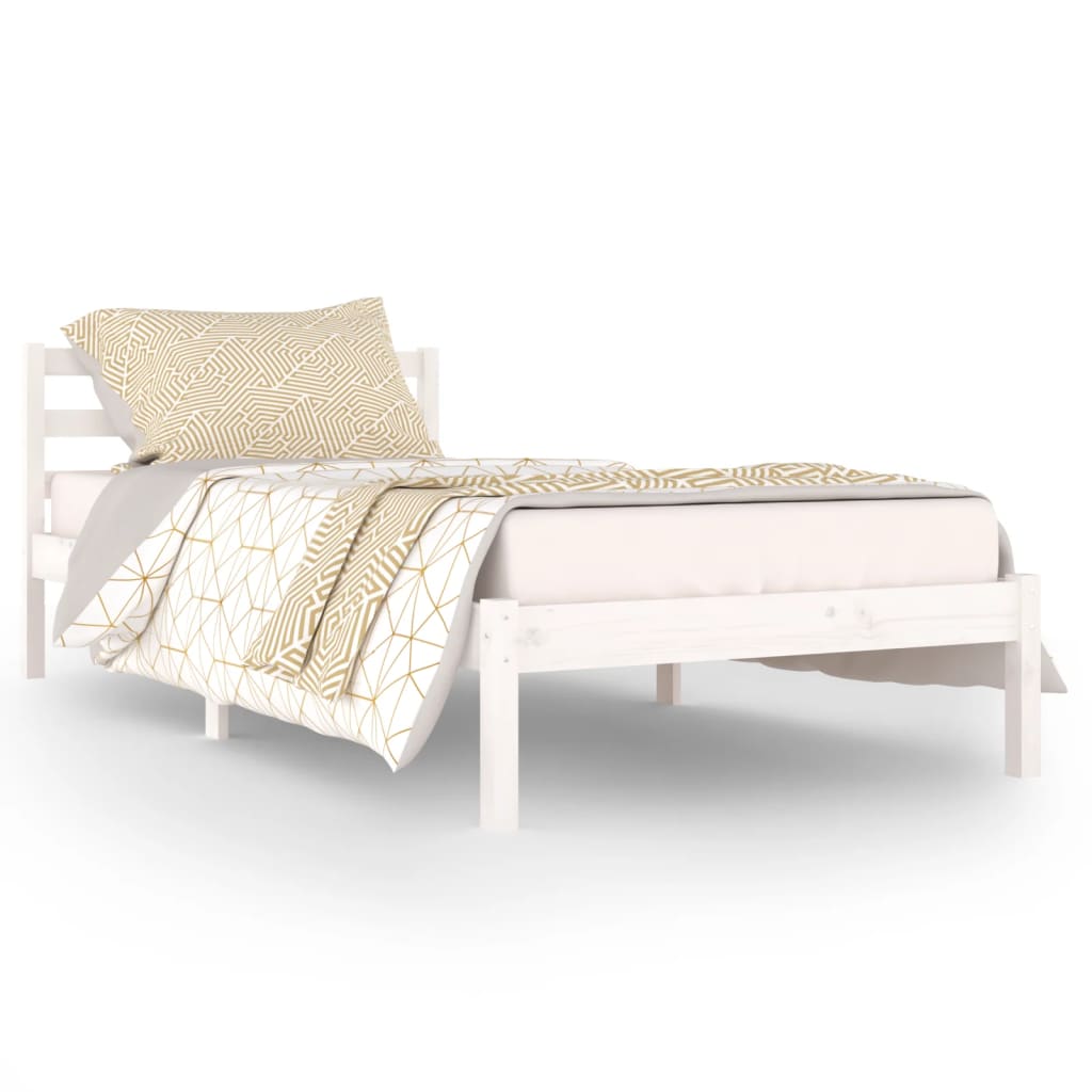 Cadre de lit sans matelas bois de pin massif 90x200 cm blanc